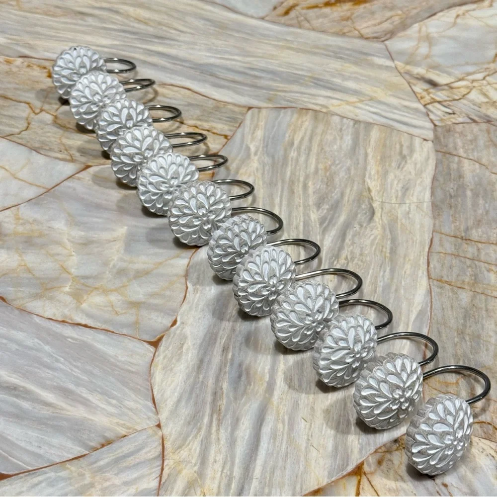 Rosett White‎ Resin Bathroom Curtain Hooks x12 total